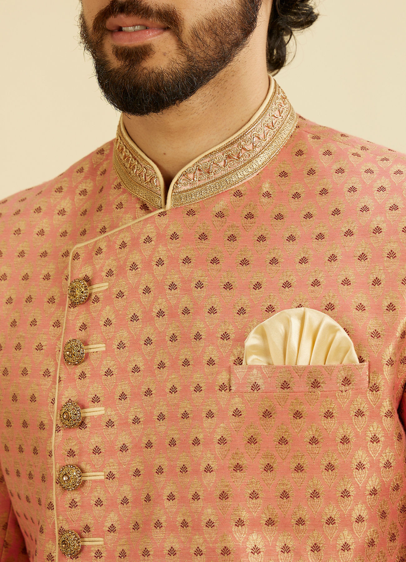 Manyavar Men Dashing Pink Sangeet Indo Western Set