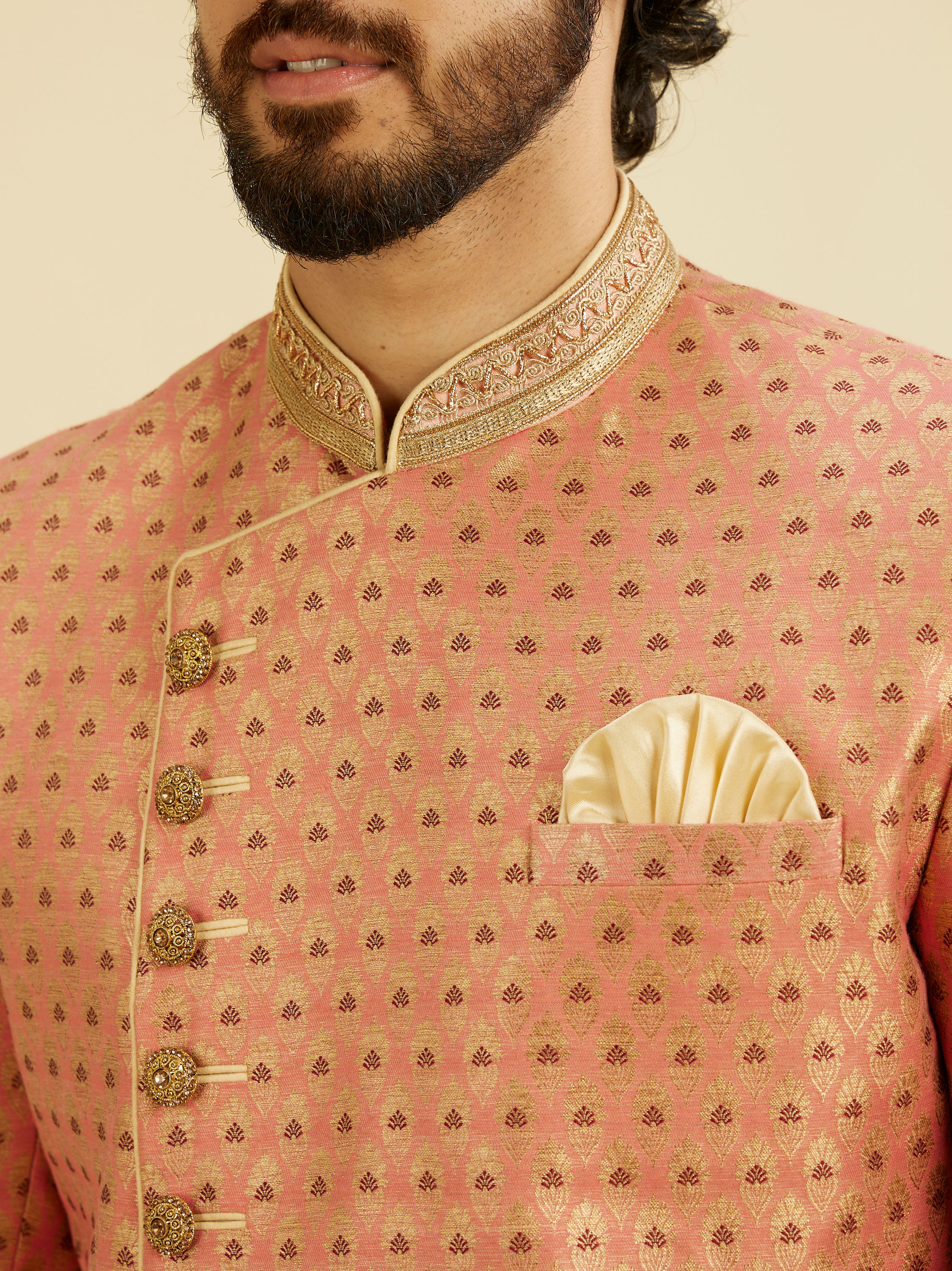 Manyavar Men Dashing Pink Sangeet Indo Western Set