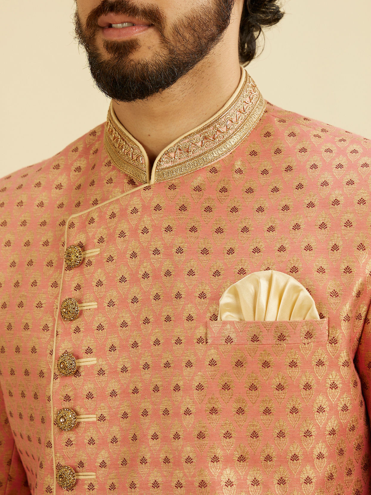 Manyavar Men Dashing Pink Sangeet Indo Western Set image number 1