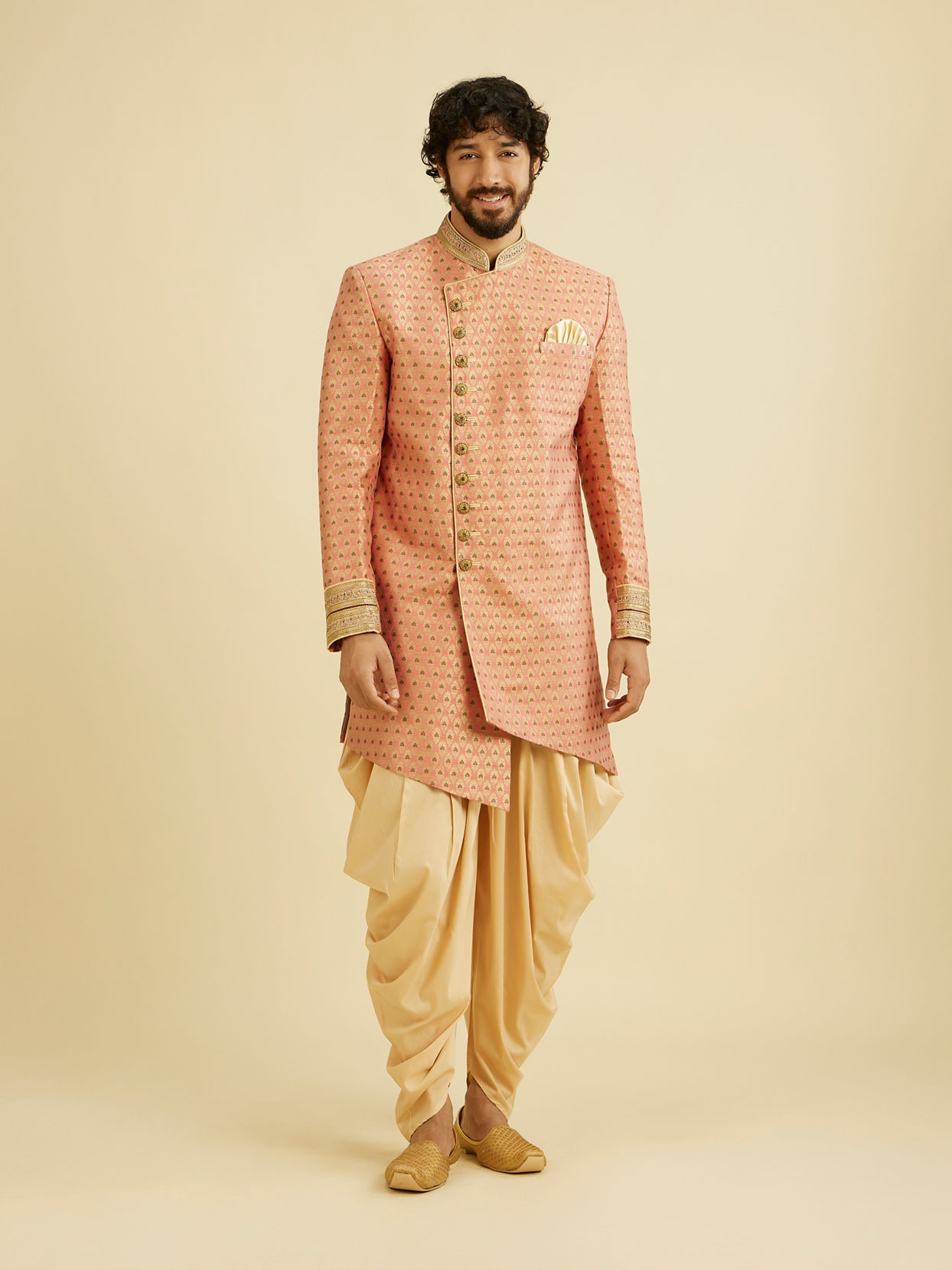 Manyavar Men Dashing Pink Sangeet Indo Western Set image number 2