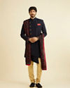 Manyavar Men Classy Blue Indo Western Set