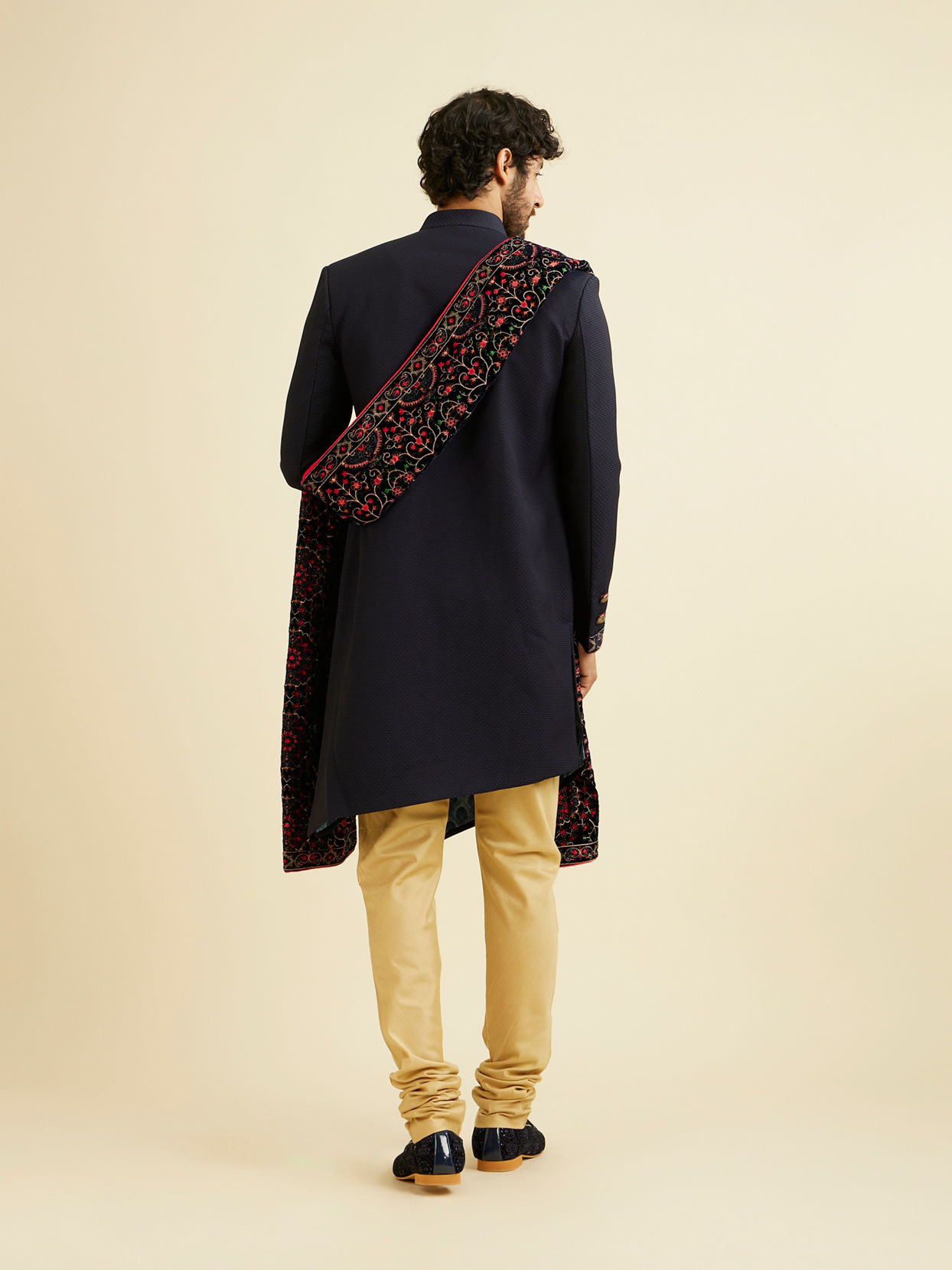 Manyavar Men Classy Blue Indo Western Set