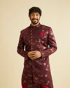 alt message - Manyavar Men Timeless Maroon Indo-Western Set image number 0