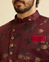 alt message - Manyavar Men Timeless Maroon Indo-Western Set image number 1