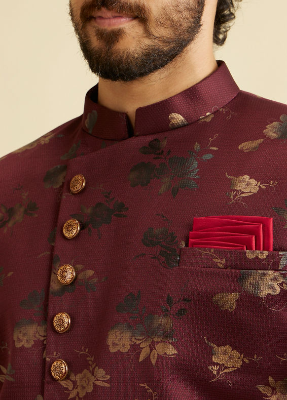 Manyavar Men Timeless Maroon Indo Western Set