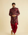 alt message - Manyavar Men Timeless Maroon Indo-Western Set image number 2