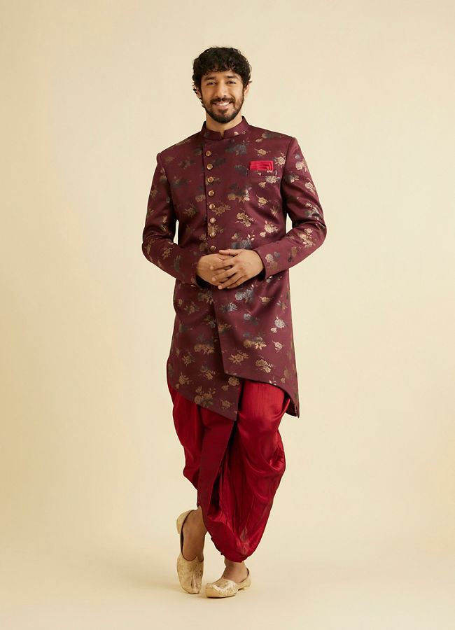 alt message - Manyavar Men Timeless Maroon Indo-Western Set image number 2