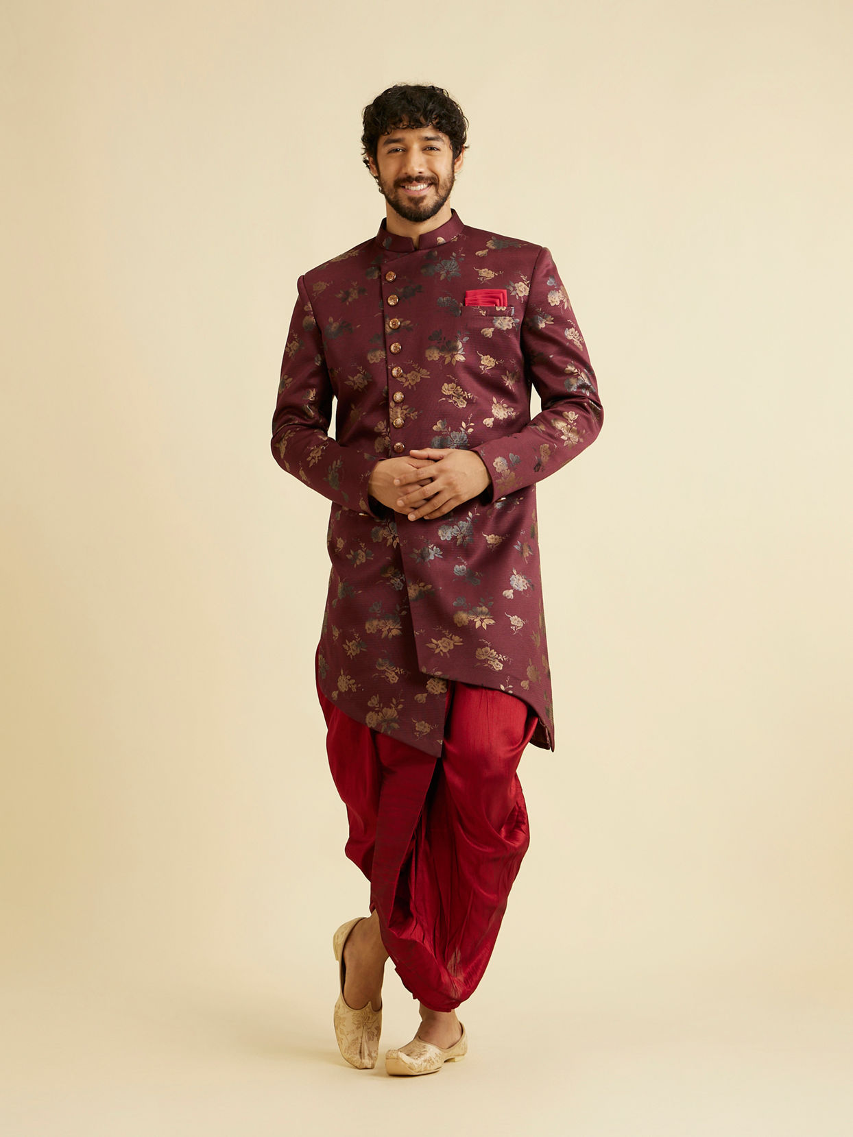 alt message - Manyavar Men Timeless Maroon Indo-Western Set image number 2