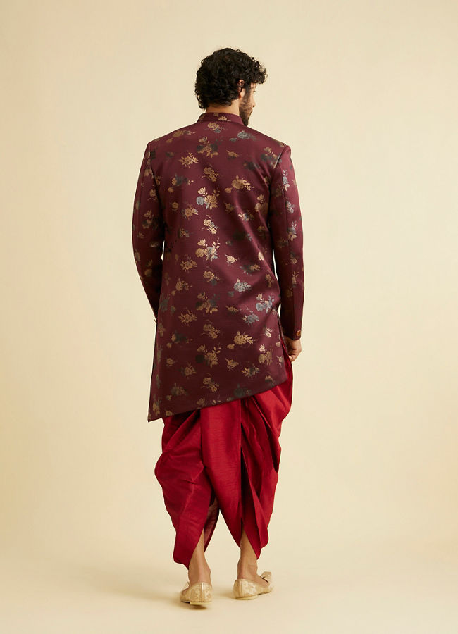 alt message - Manyavar Men Timeless Maroon Indo-Western Set image number 4