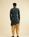 Manyavar Men Printed Bottle Green Indo Western Set