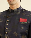 Manyavar Men Dusky Blue Indo Western Set