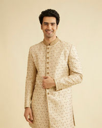 Manyavar Men Glamorous Cream Indo Western Set