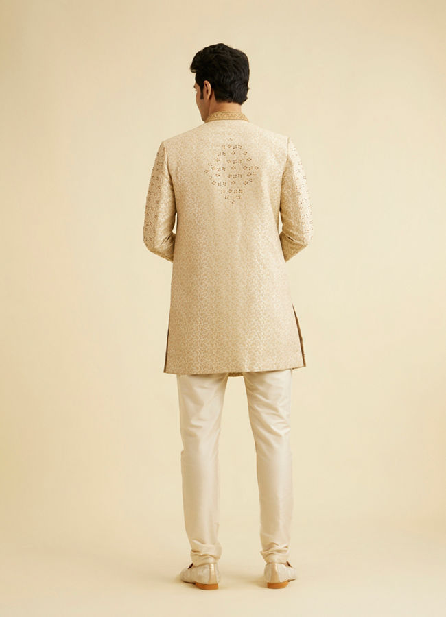 Manyavar Men Glamorous Cream Indo Western Set
