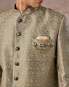Manyavar Men Green Patterned Indo Western Set