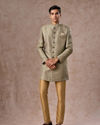 Manyavar Men Green Patterned Indo Western Set