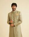 alt message - Manyavar Men Green Patterned Indo Western Set image number 0