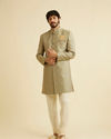 Manyavar Men Green Patterned Indo Western Set