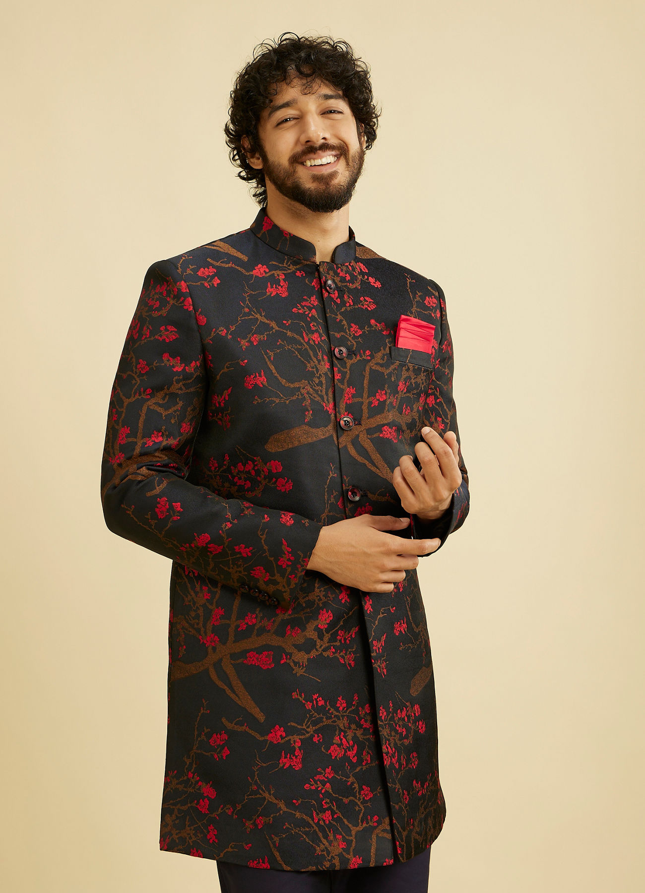 Manyavar Men Charming Blue Indo Western
