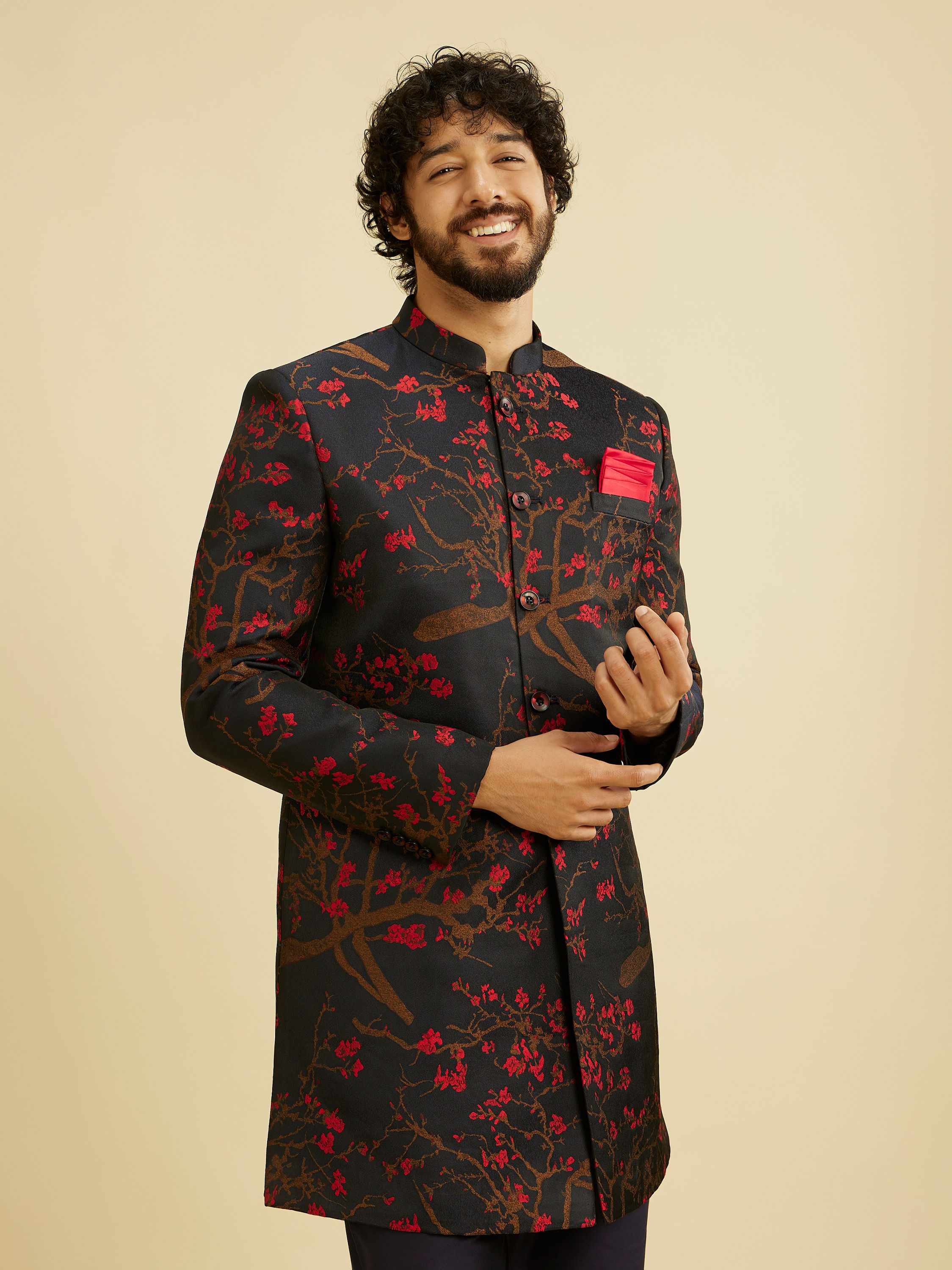 Manyavar Men Charming Blue Indo Western