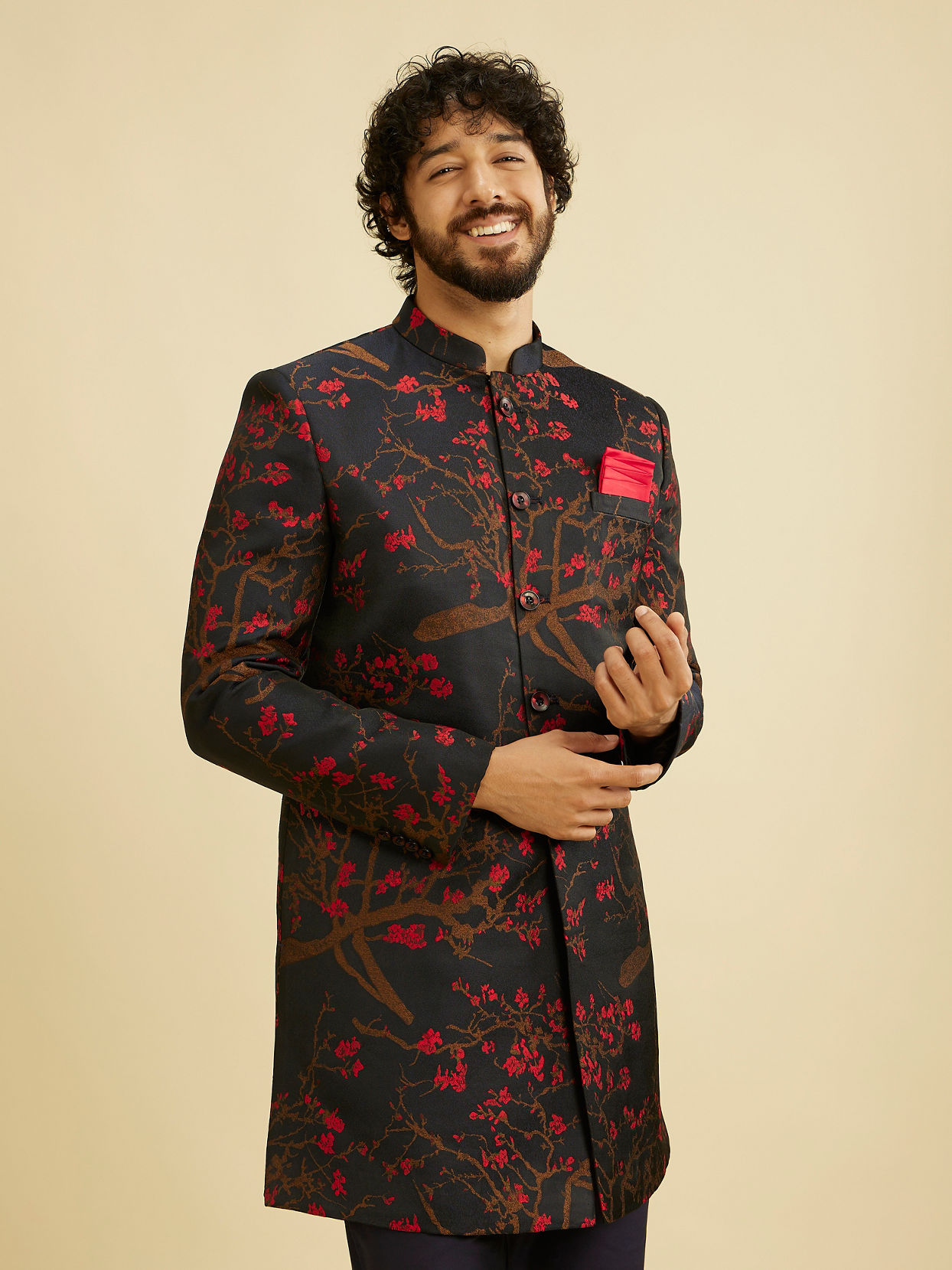 Manyavar Men Charming Blue Indo Western image number 0