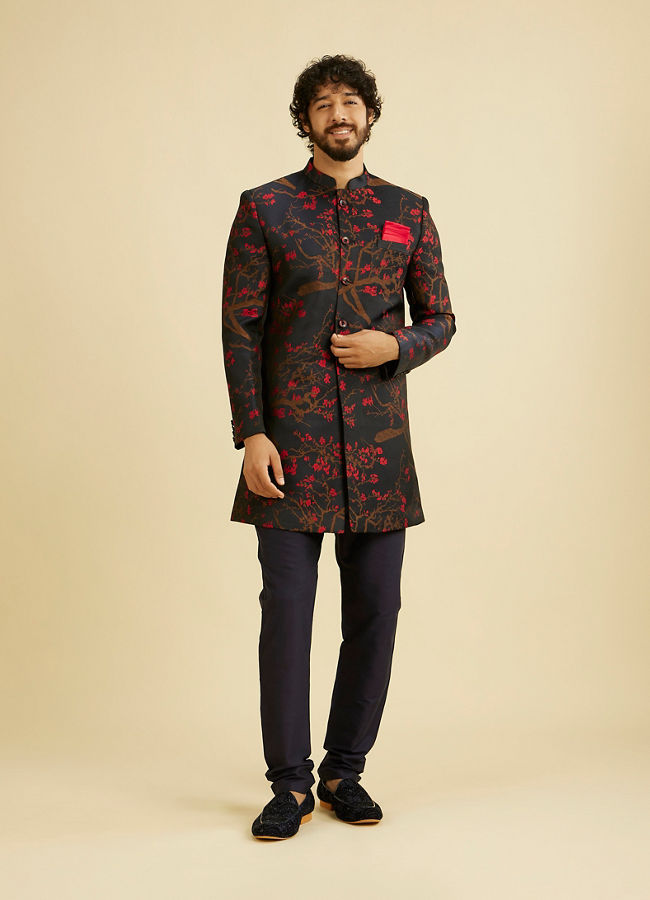 Manyavar Men Charming Blue Indo Western image number 2