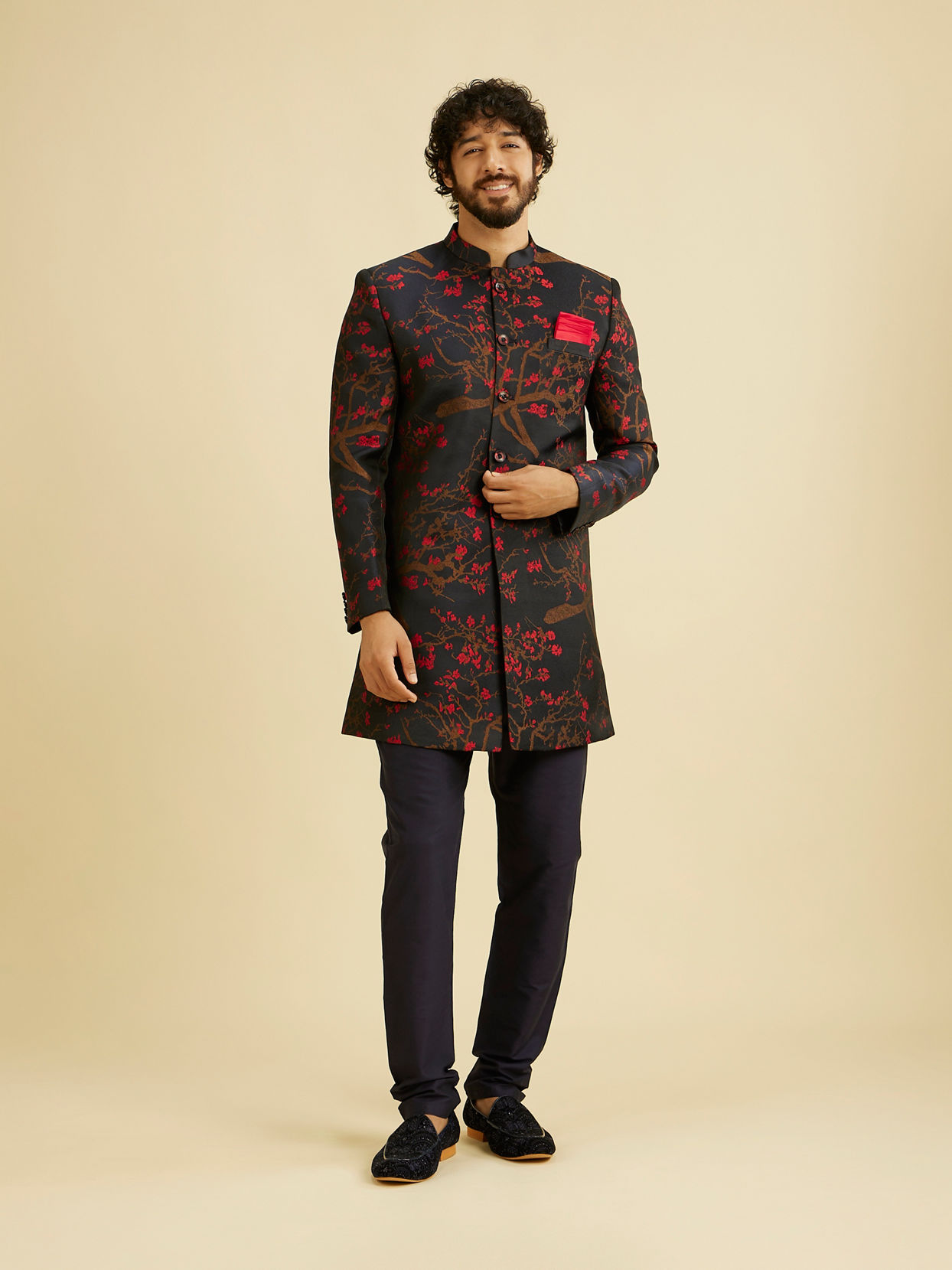 Manyavar Men Charming Blue Indo Western image number 2