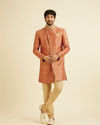 Manyavar Men Outlandish Rust Indo Western Set