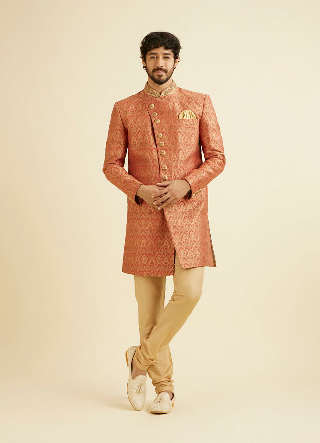Manyavar Men Outlandish Rust Indo Western Set