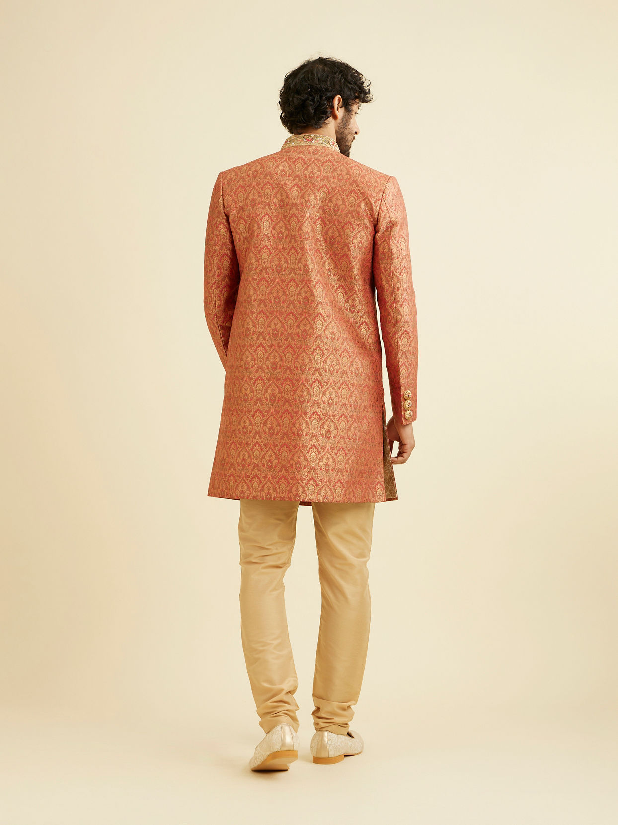 Manyavar Men Outlandish Rust Indo Western Set