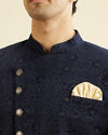 Manyavar Men Bold Blue Indo Western Set