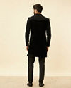 Manyavar Men Kohl Black Embroidered Indo Western Set