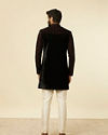 Manyavar Men Enchanting Black Embroidered Self Texture Indo Western Set