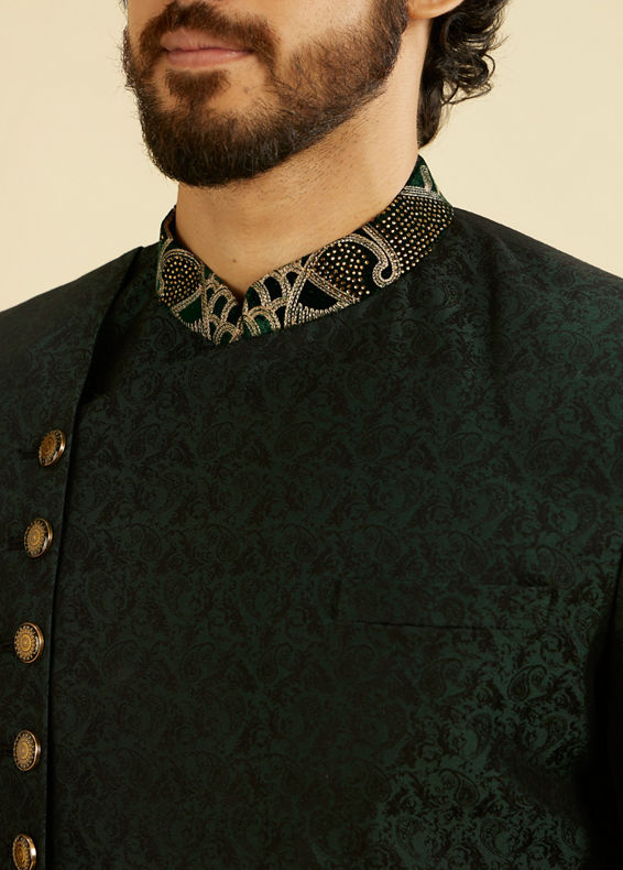 Manyavar Men Suave Green Indo Western With Dupatta