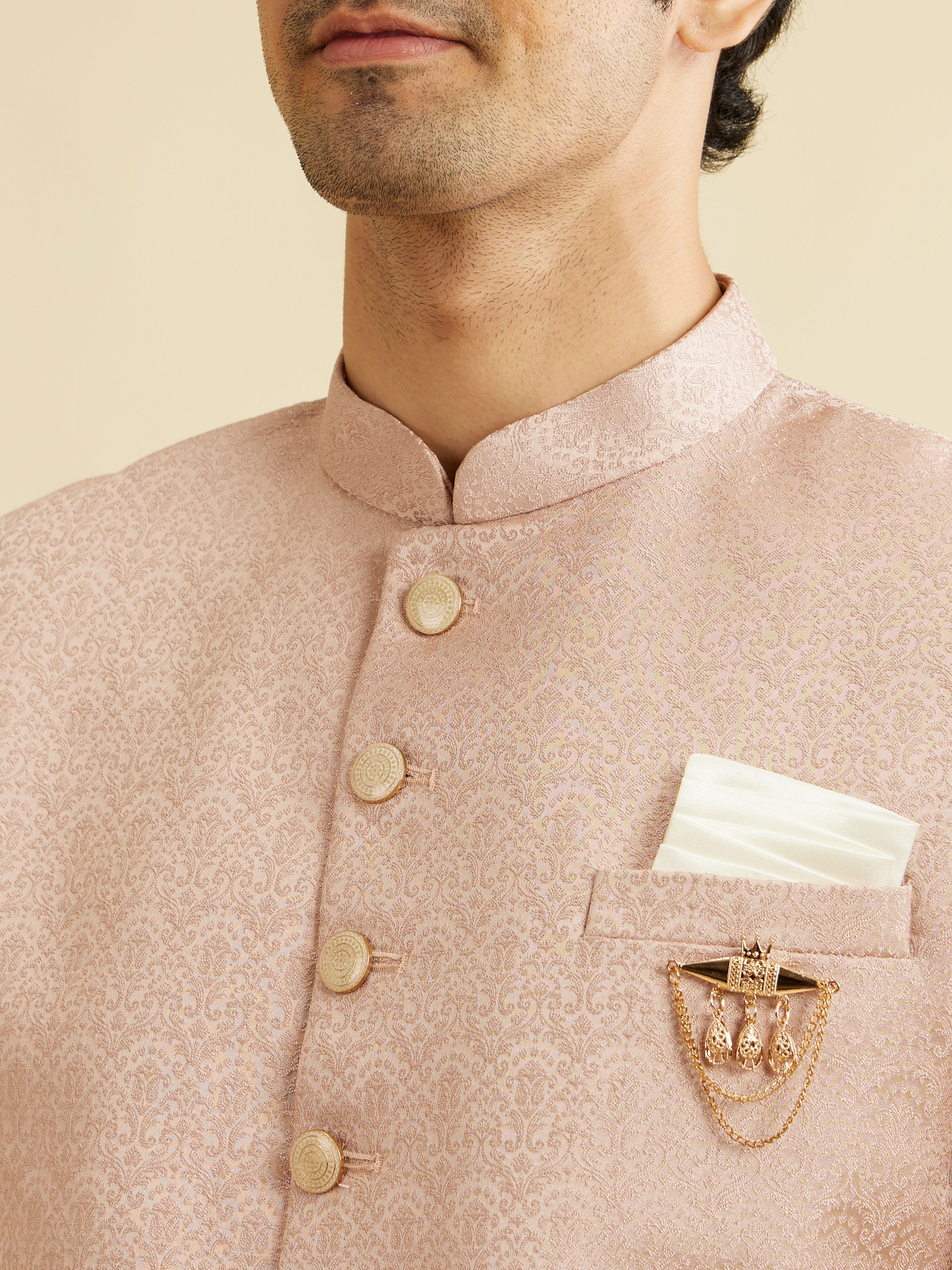 Manyavar Men Pastel Pink Achkan Indo Western