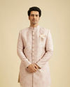 alt message - Manyavar Men Faded Pink Floral Indo Western image number 0