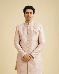 Manyavar Men Faded Pink Floral Indo Western