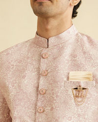 Manyavar Men Faded Pink Floral Indo Western