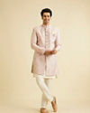 Manyavar Men Faded Pink Floral Indo Western