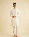 Manyavar Men Faded Pink Floral Indo Western