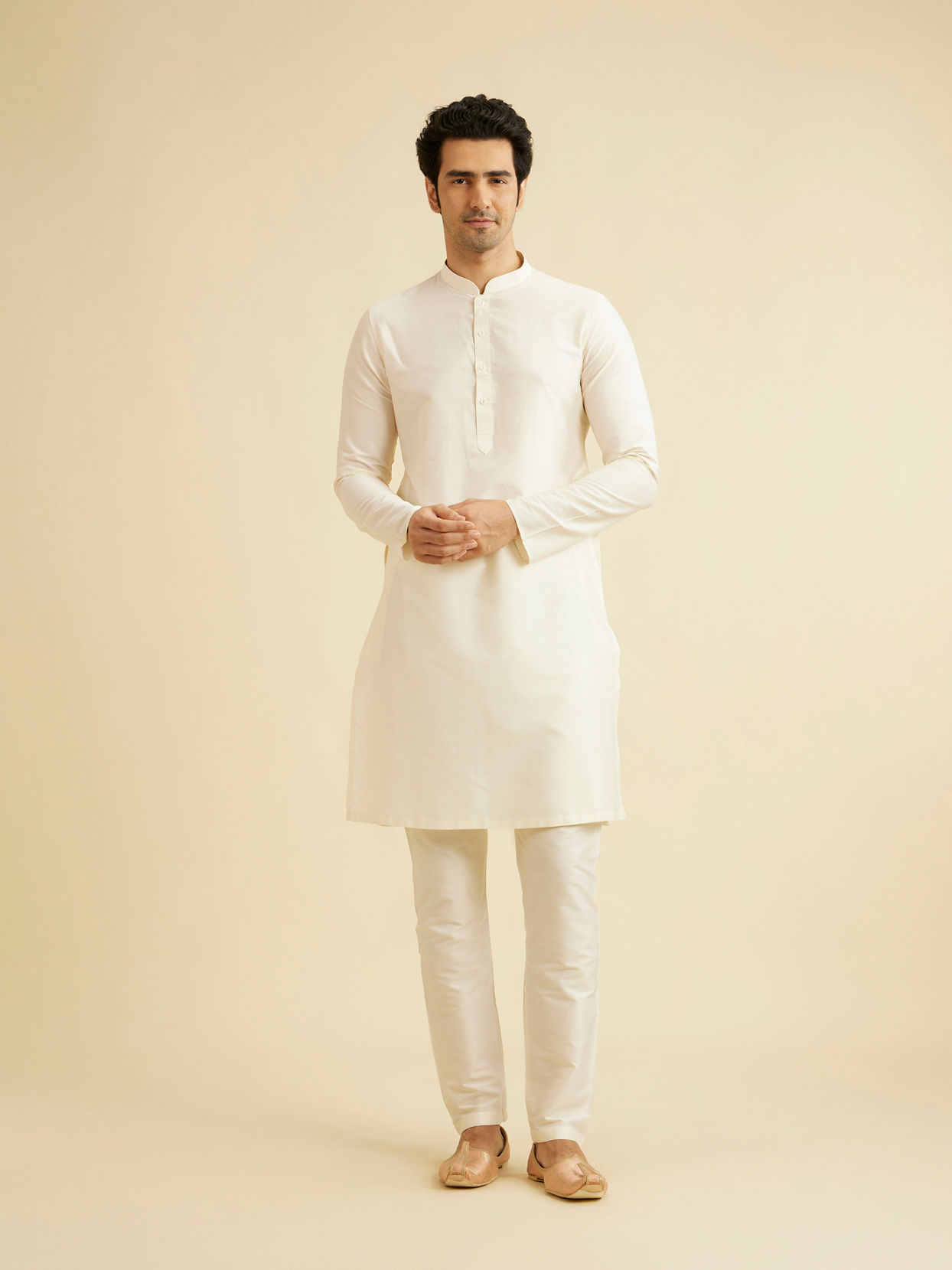 Manyavar Men Faded Pink Floral Indo Western