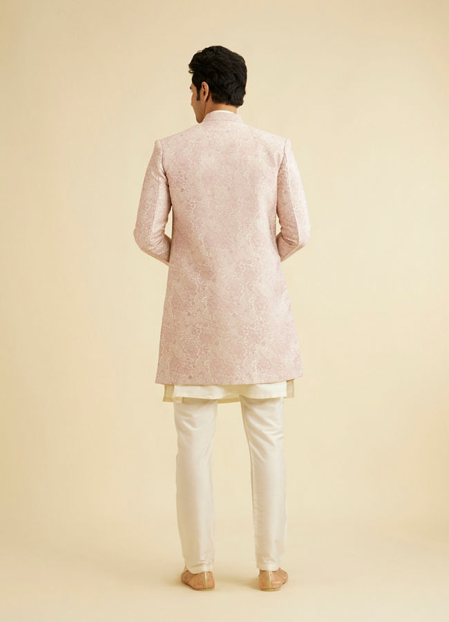 Manyavar Men Faded Pink Floral Indo Western
