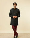 Kohl Black Achkan Indo Western Set image number 2