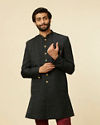 alt message - Manyavar Men Kohl Black Achkan Indo Western Set image number 0