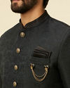 Manyavar Men Kohl Black Achkan Indo Western Set