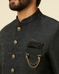 Manyavar Men Kohl Black Achkan Indo Western Set