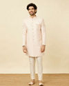 Manyavar Men Rosewater Pink Medallion Patterned Indo Western Set