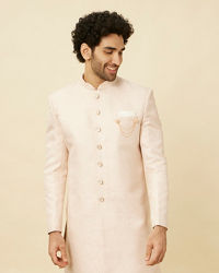 Manyavar Men Rosewater Pink Medallion Patterned Indo Western Set