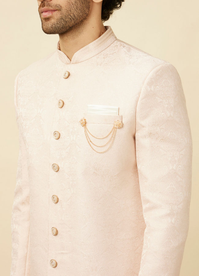 alt message - Manyavar Men Rosewater Pink Medallion Patterned Indo Western Set image number 1