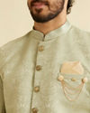 alt message - Manyavar Men Sage Green Achkan Indo Western image number 1