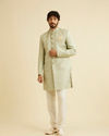 alt message - Manyavar Men Sage Green Achkan Indo Western image number 2